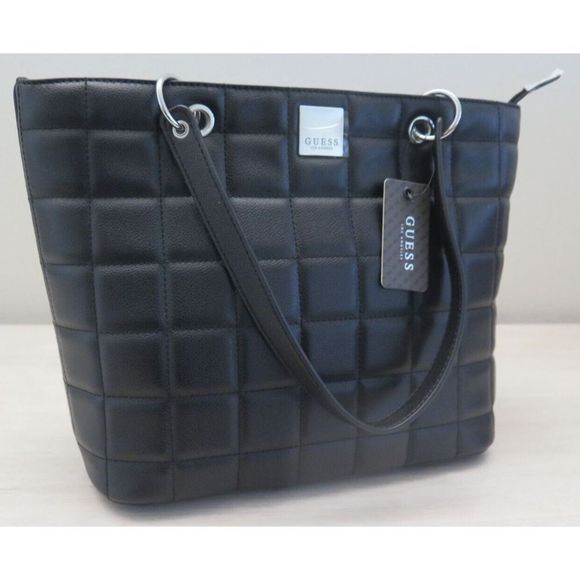 Guess PE827124 Women's Medium Black Window Rock Quilted Shoulder Tote Bag - Picture 5 of 11